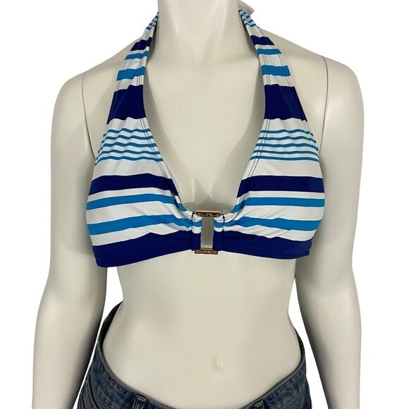 Lauren Ralph Lauren Other - Ralph Lauren Striped Ring-Front Halter Bikini Top Blue & White Stripes Sz 14 NWT